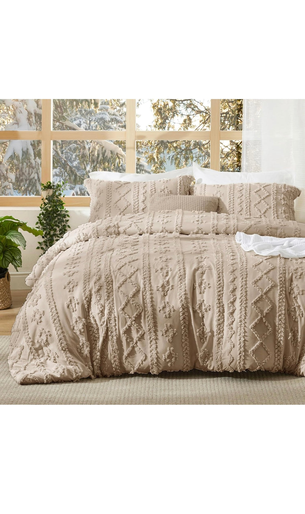 Bedsure tufted boho comforter set king size