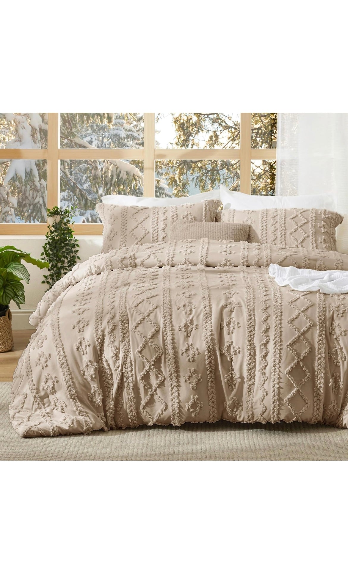 Bedsure tufted boho comforter set king size