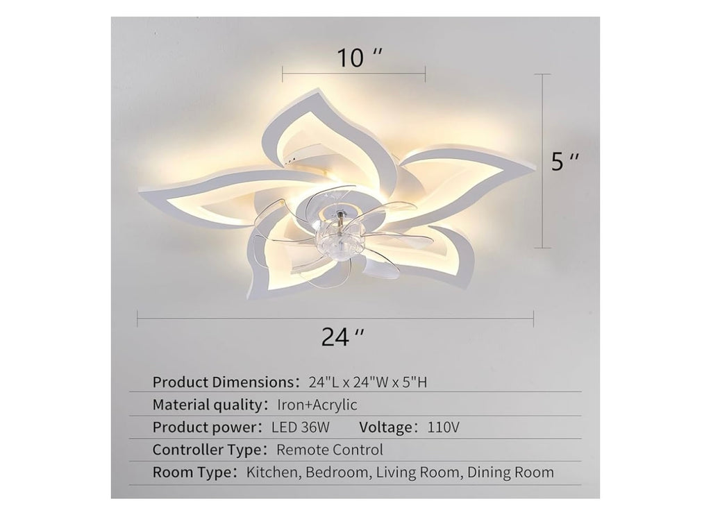 White Flower Modern Ceiling fan with lights.