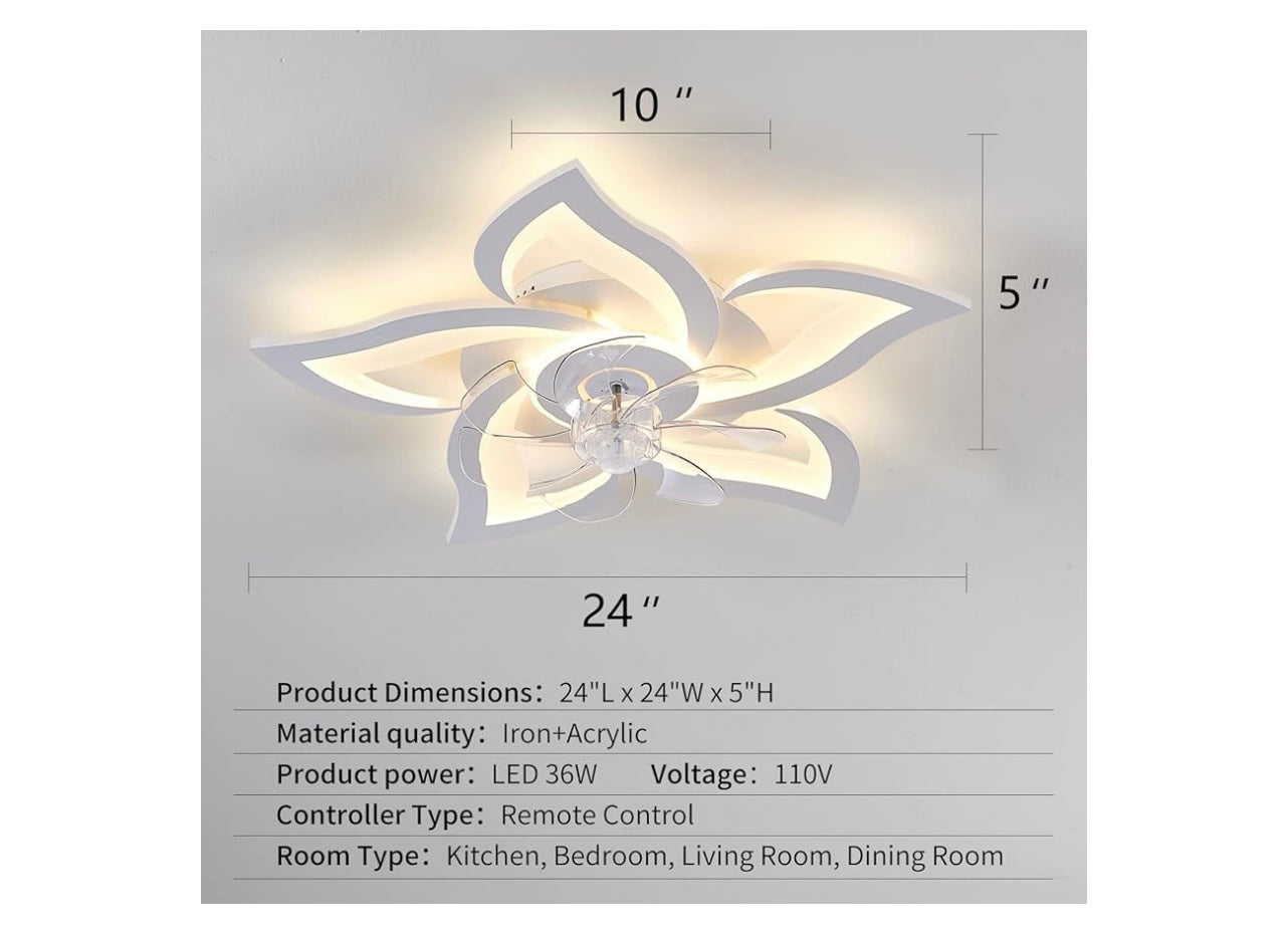 White Flower Modern Ceiling fan with lights.