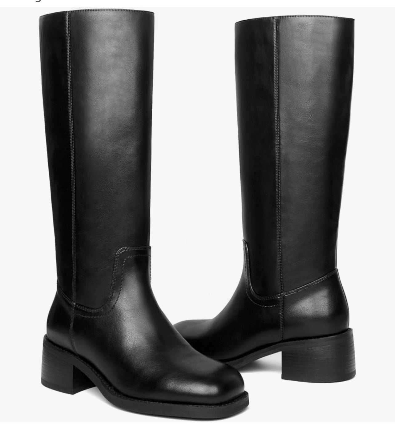 Knee High Boots Women Square Toe Chunky Block Heel Banana Campus Boot Wide Calf Comfortable Low Heel Riding Long Boots. Size 7.5
