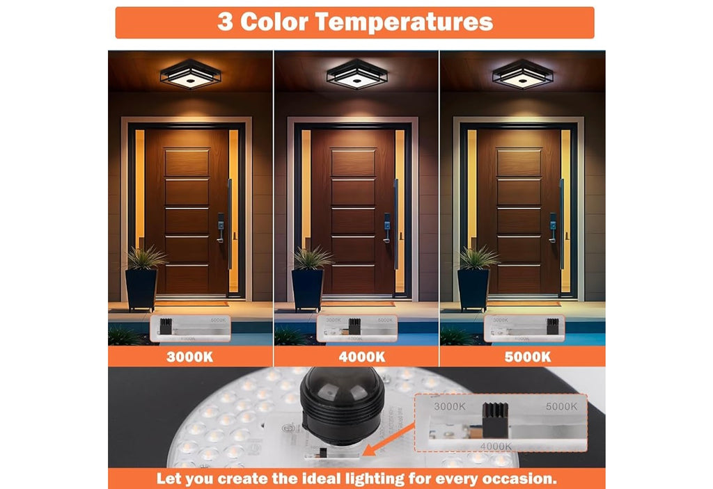 Outdoor Motion Sensor LED Ceiling Light Fixture.
