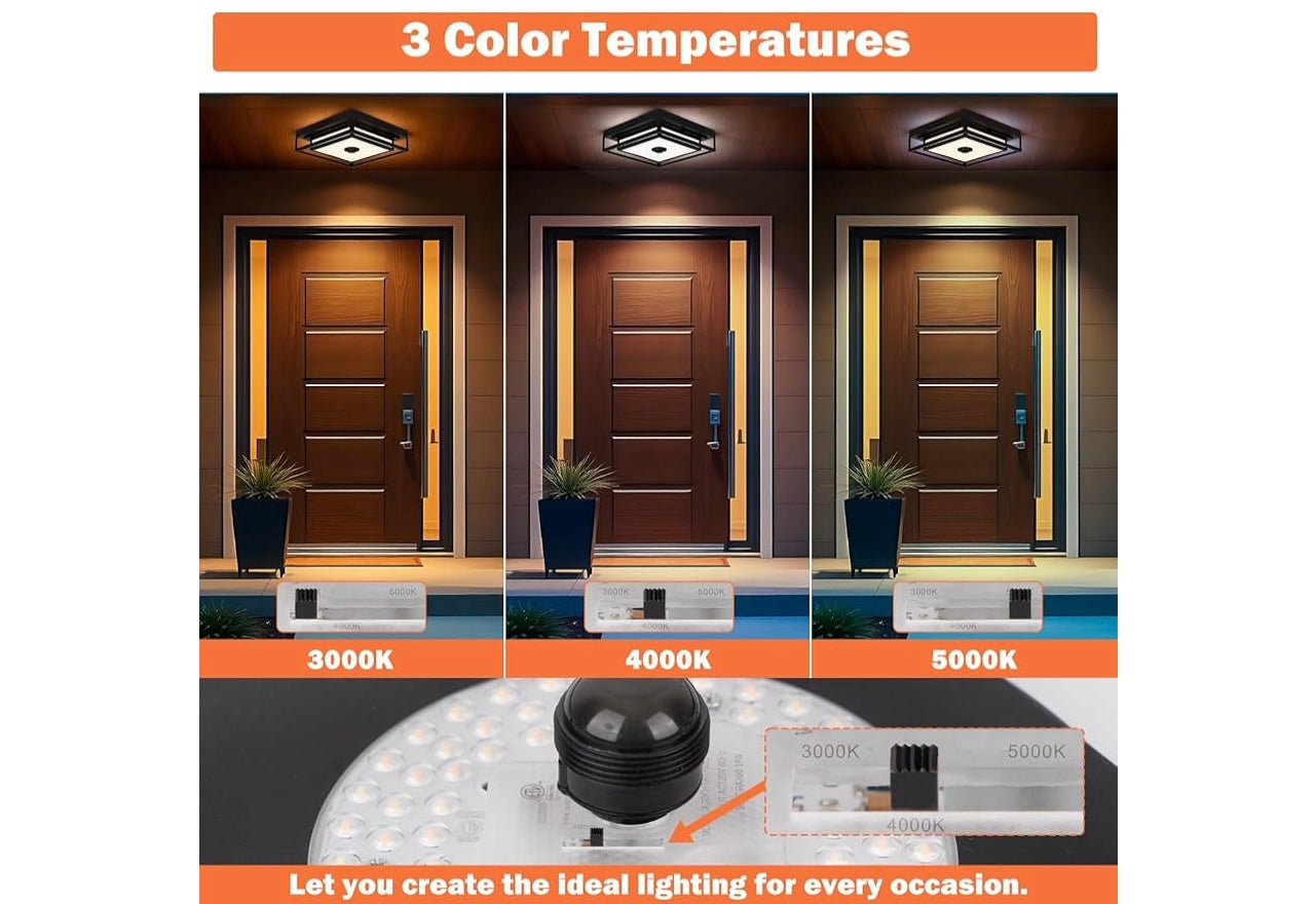 Outdoor Motion Sensor LED Ceiling Light Fixture.