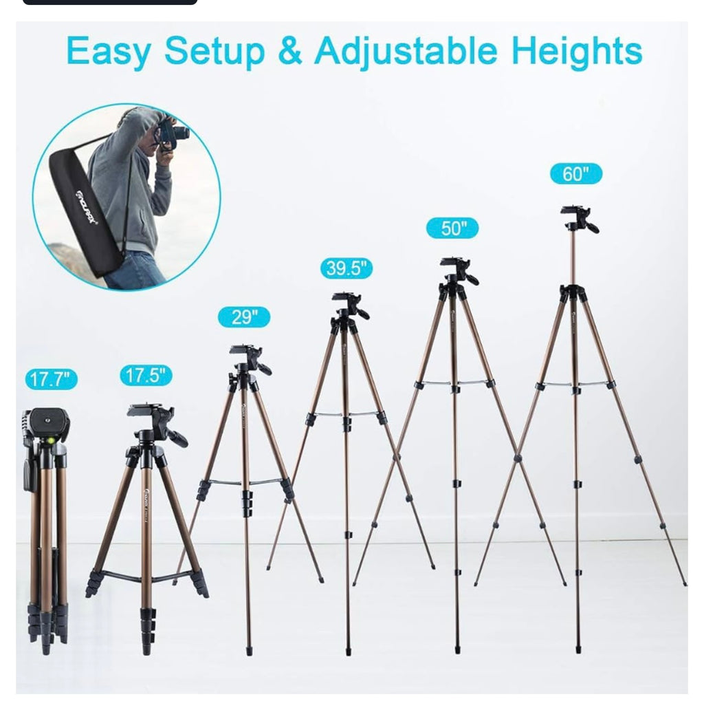 Endurax 60” Tripod for Camera and Phone Tripod with Universal Holder.