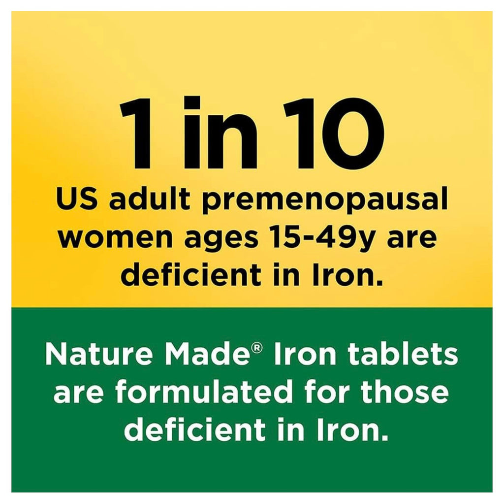 Nature Made Iron 65 mg(325 mg Ferrous Sulfate) ablets Dietary Supplement for Red Blood Cell Support 180 Tablets (Pack of 1. Exp April 2028.
