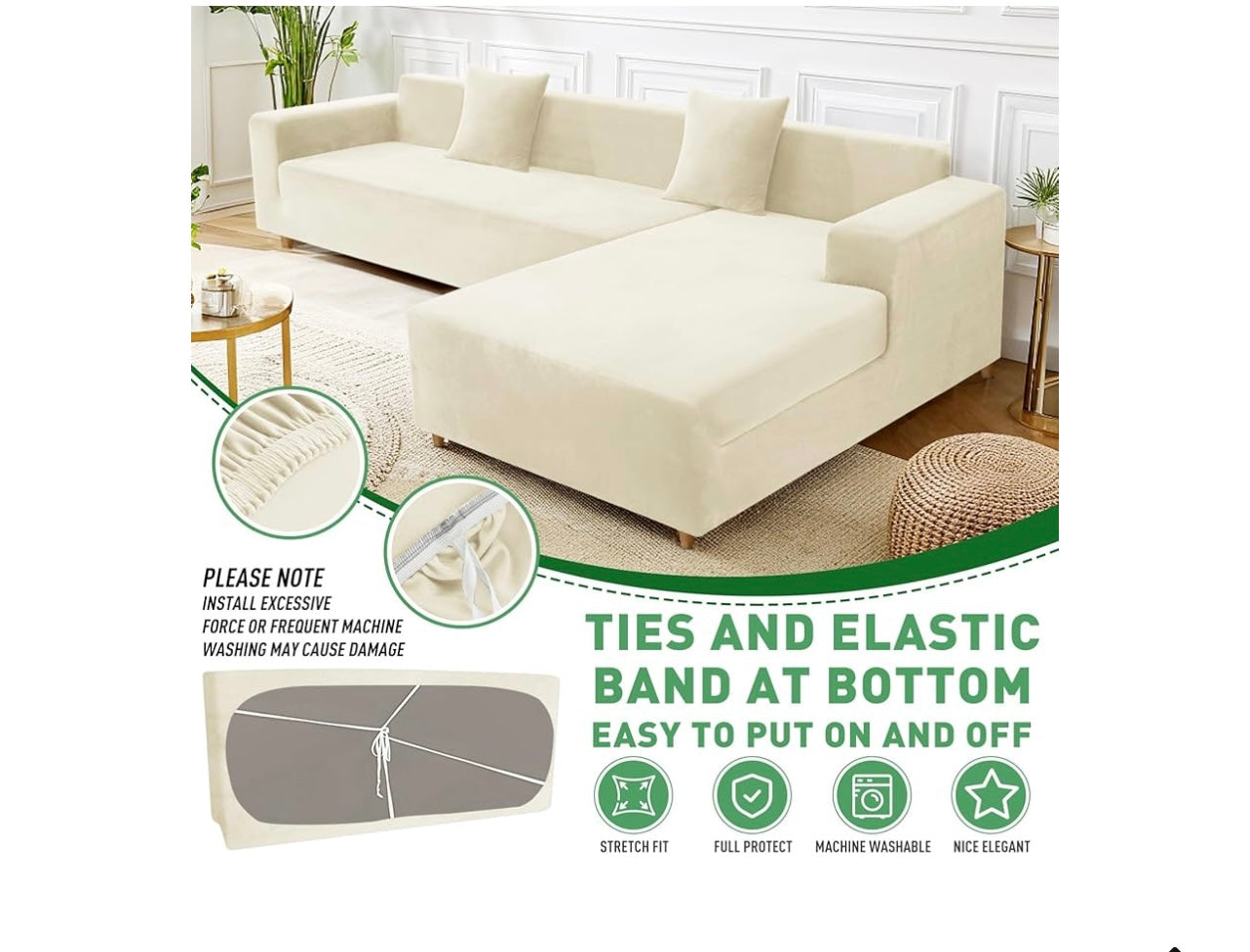 ZNSAYOTX 3 piece Velvet Sofa Slipcover.