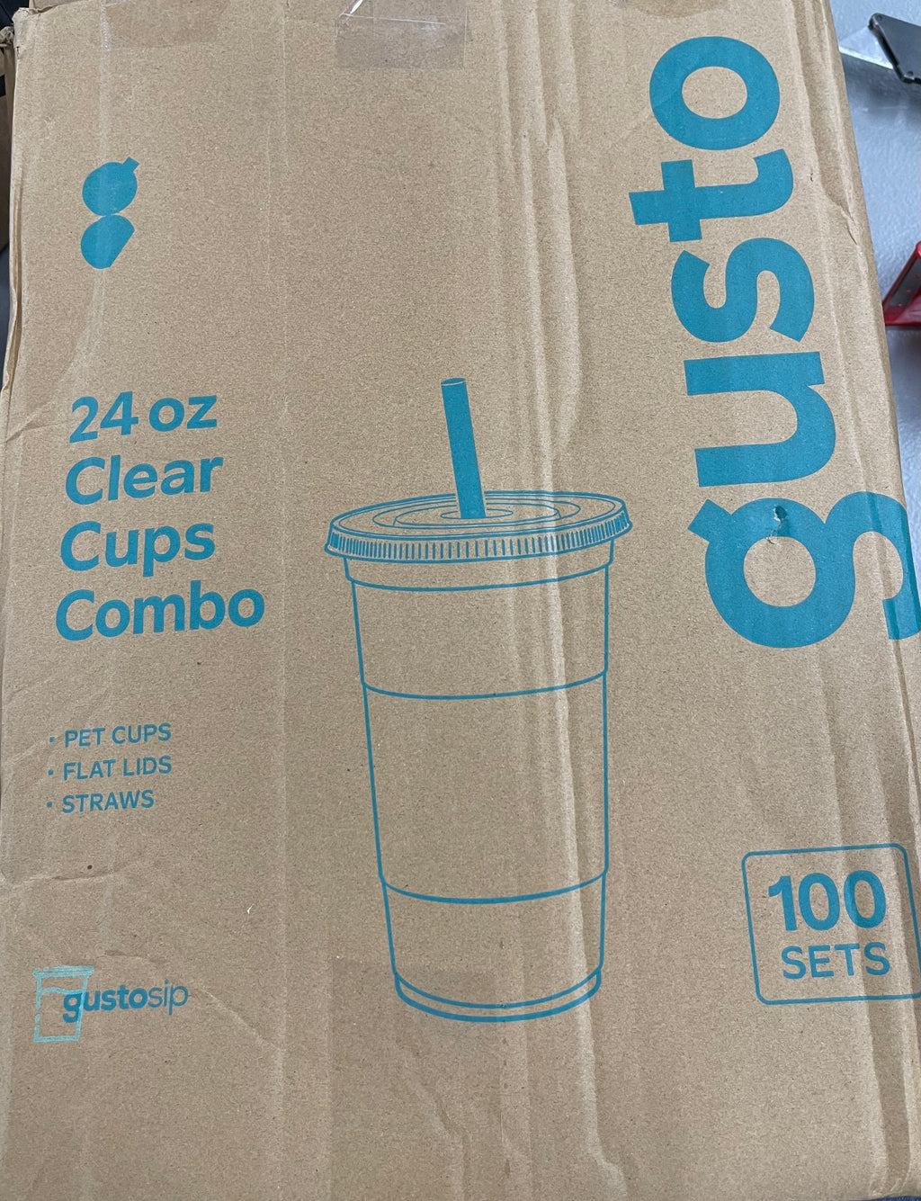 Gusto 24oz clear cups combo.