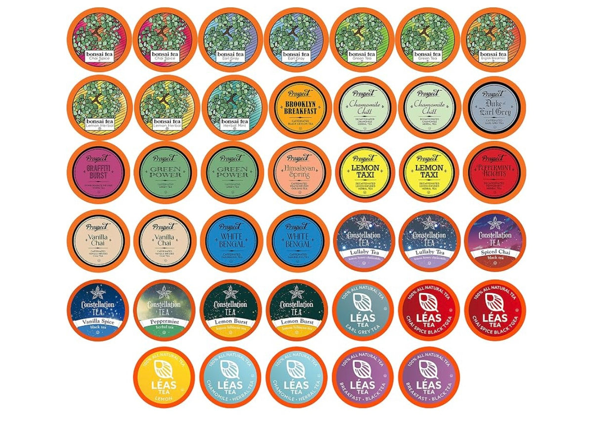 Two Rivers Assorted Tea Sampler Pack for Keurig K-Cup Brewers, 40 Count. Exp 09/2027.