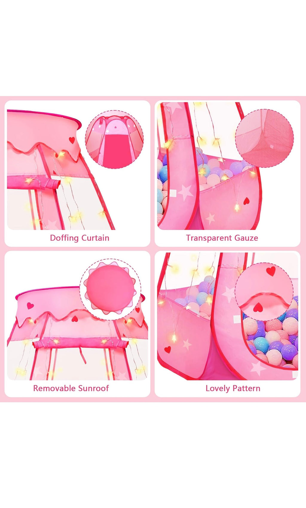 Pop up princess tent with star light
