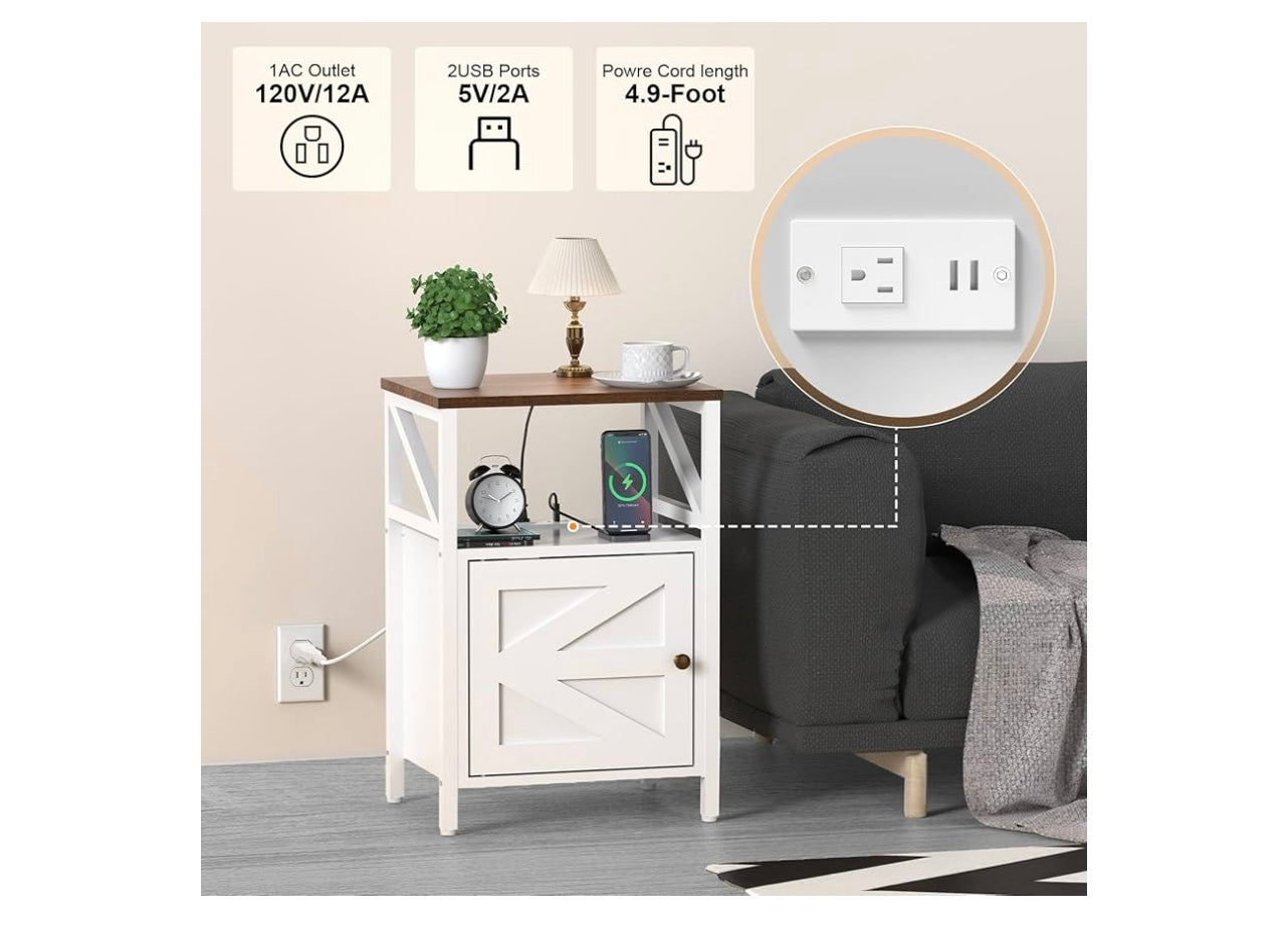 Funhukson End Table With Charging Station.