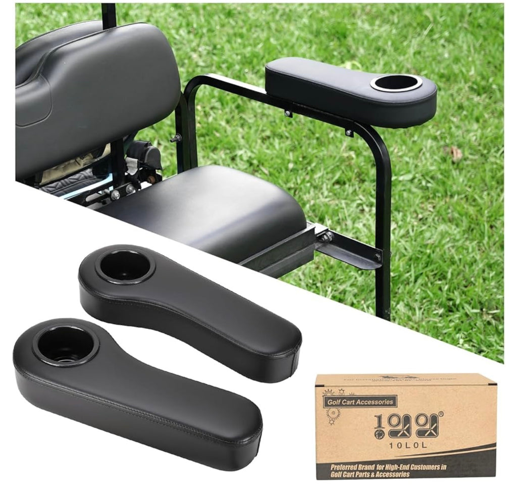 10LOL Golf Cart Rear Seat Kit Arm Rest With Cup Holder.