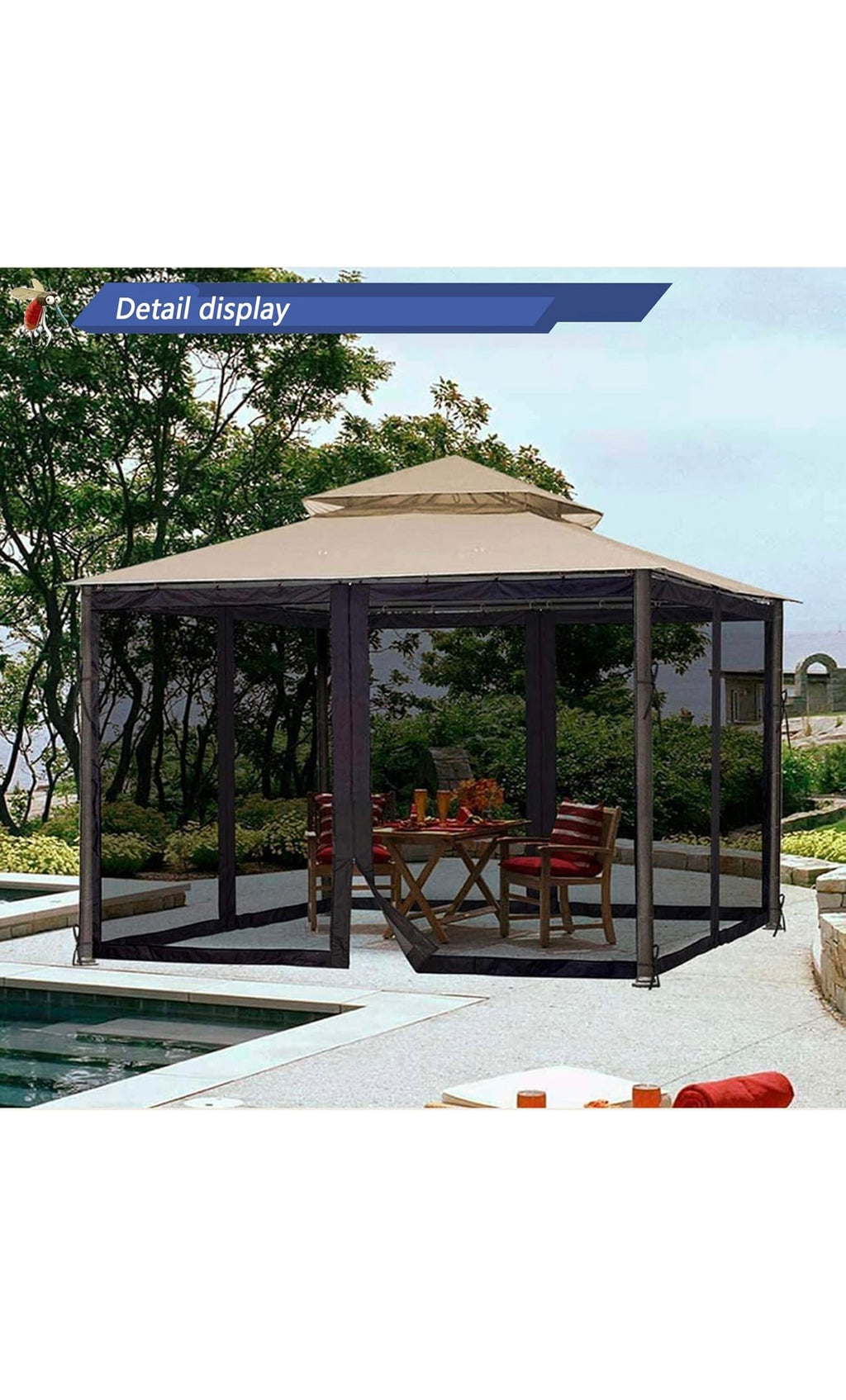 Mosquito netting for gazebo