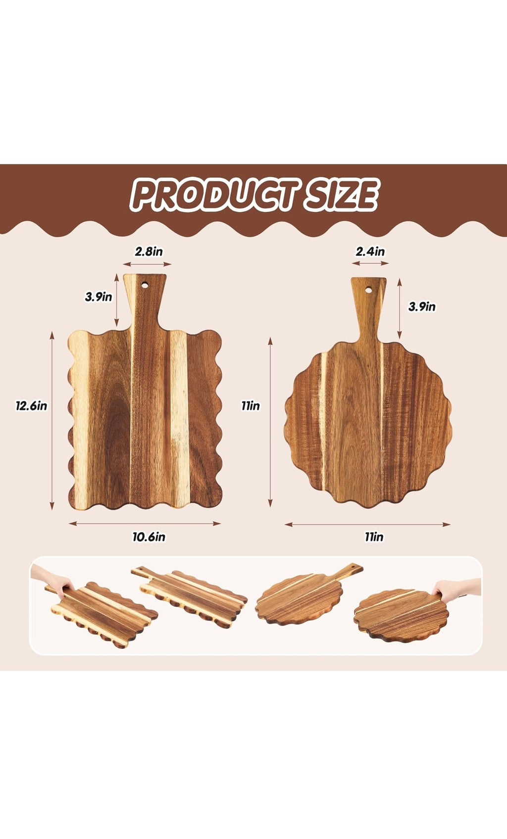 Novabright 2 pcs acacia wood cutting boards