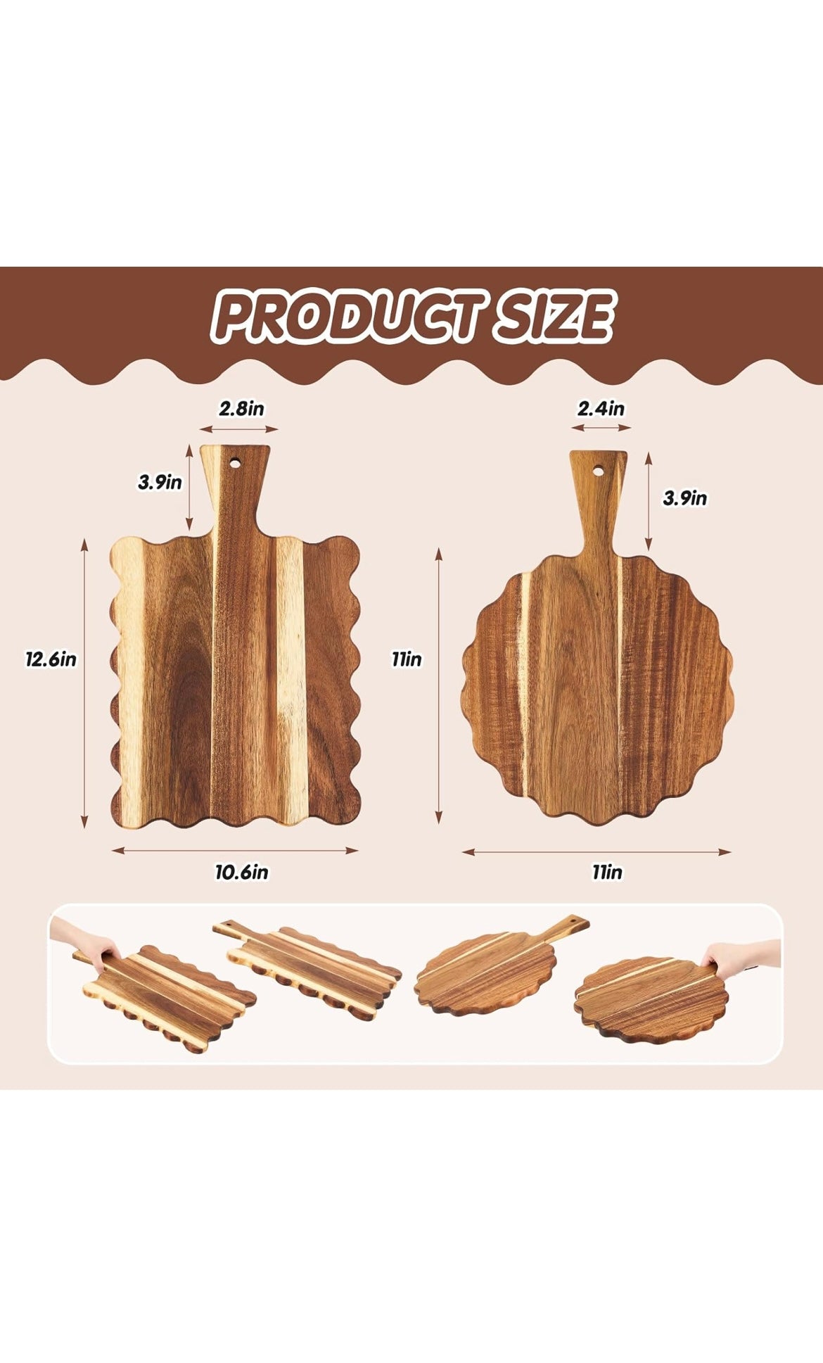 Novabright 2 pcs acacia wood cutting boards