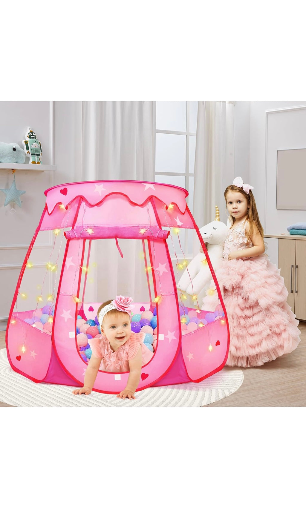 Pop up princess tent with star light