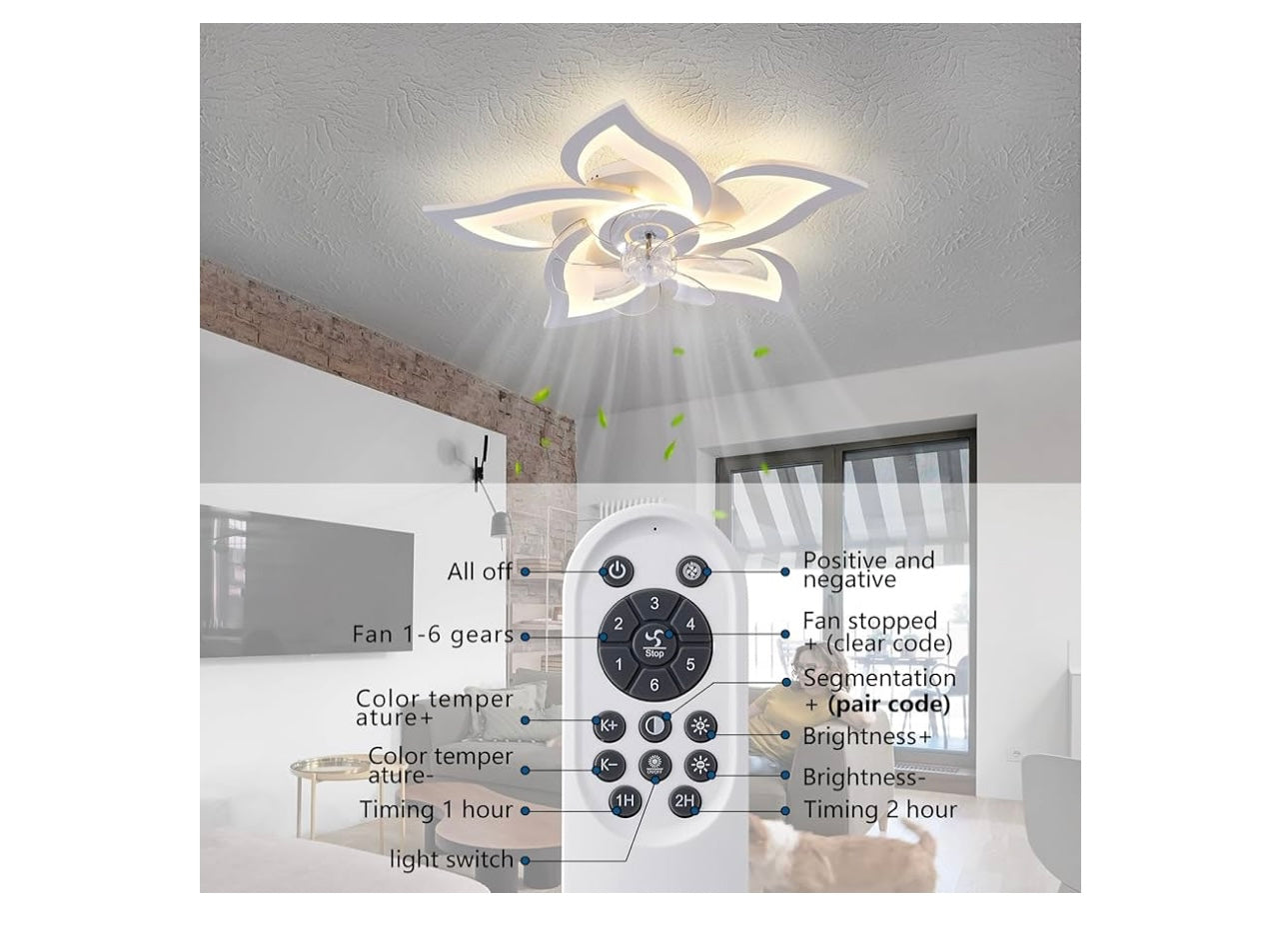 White Flower Modern Ceiling fan with lights.
