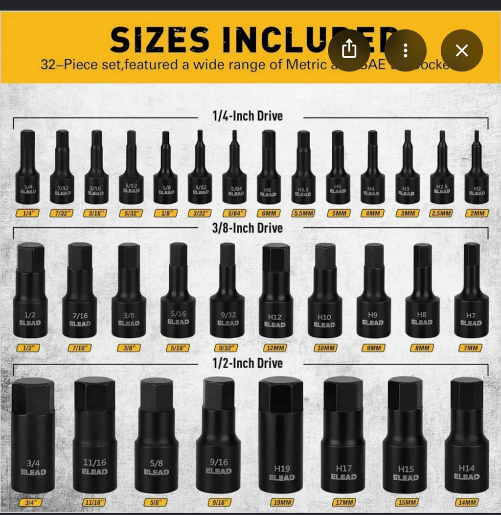 ELEAD 36-piece Master Hex Bit Socket set.
