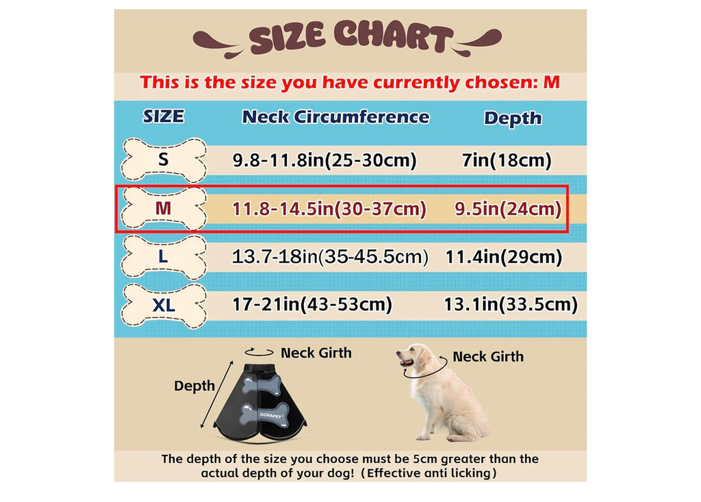 Dog Cone Collar Alternative, Partially Detachable Hard & Heavy Cone for Medium Dogs (French Bulldog Dachshund), Elizabethan Adjustable Protective Dog Neck Head Recovery Cone After Surgery Anti Licking