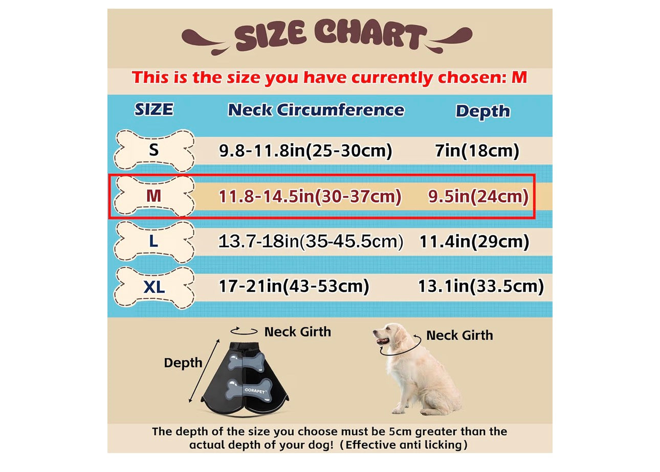 Dog Cone Collar Alternative, Partially Detachable Hard & Heavy Cone for Medium Dogs (French Bulldog Dachshund), Elizabethan Adjustable Protective Dog Neck Head Recovery Cone After Surgery Anti Licking