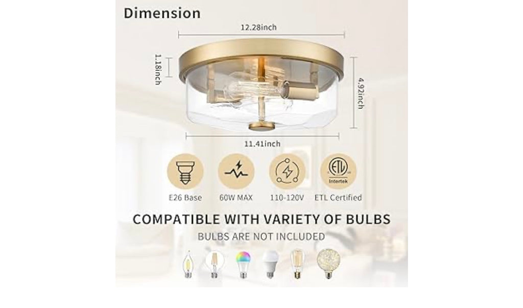 Gold Flush Mount Ceiling Light.