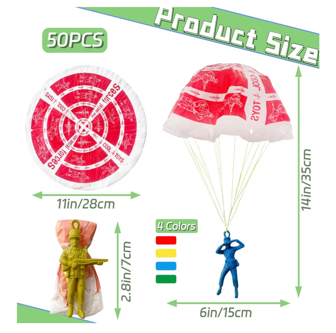 50 PCS Parachute Toy,Mini Paratroopers Army Parachute Flying Throwing Outside Toys,Tangle Free Throwing Toy Parachute for Toddlers,Party Favors