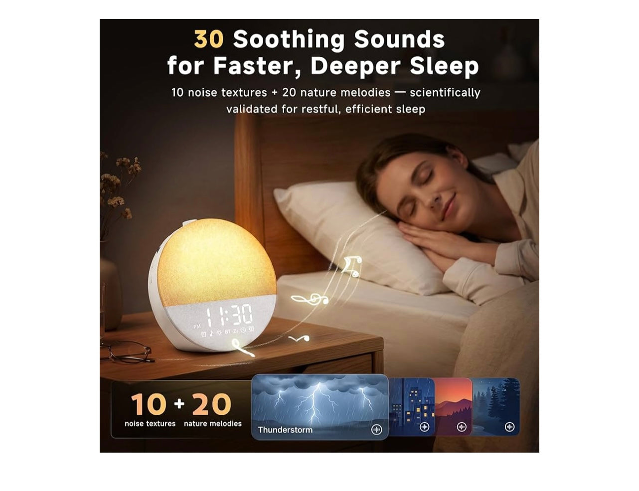 Geuuap White Noise Sound Machine sunrise Alarm Clock.