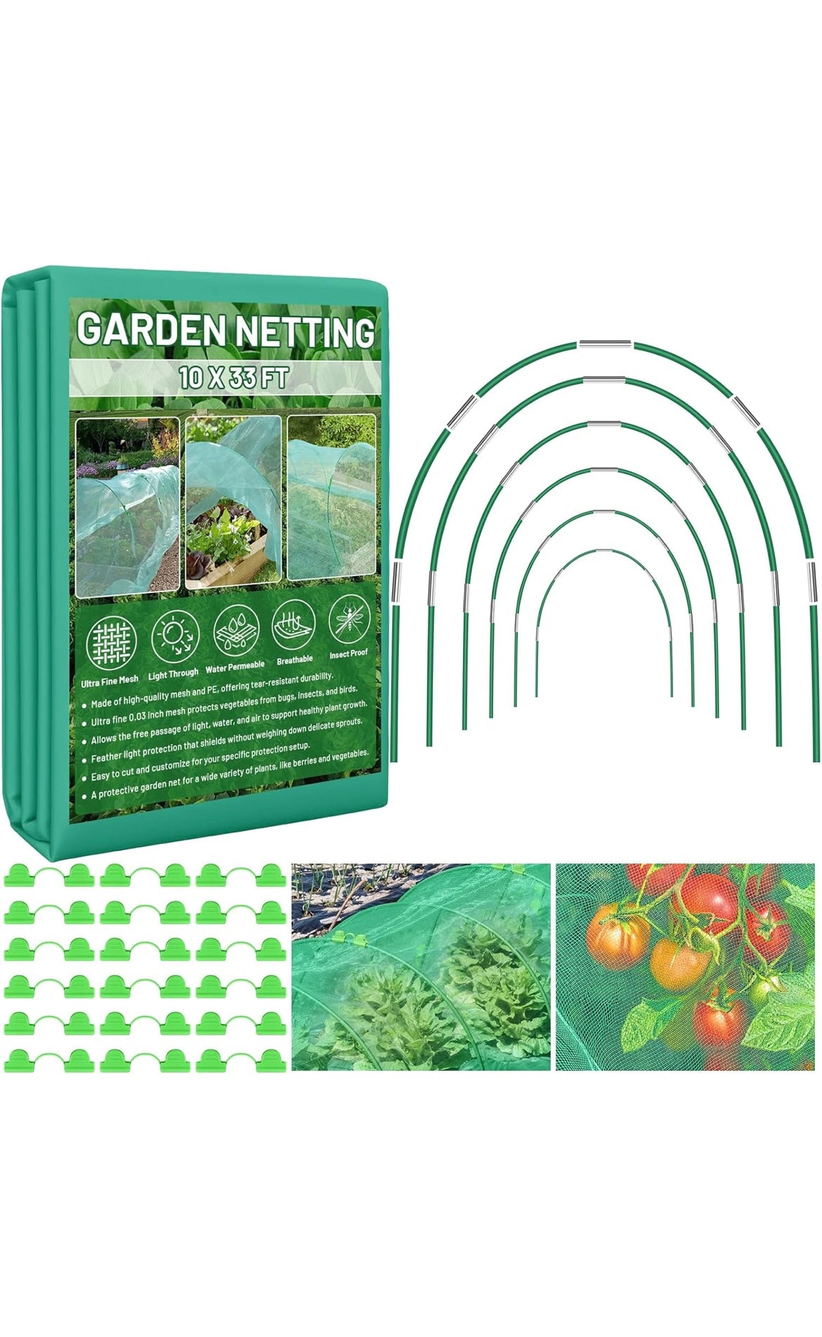 Mesh netting kit for garden beds