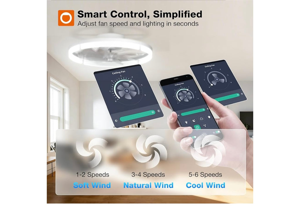 Addlon Modern Flush Mount Ceiling fan with light.