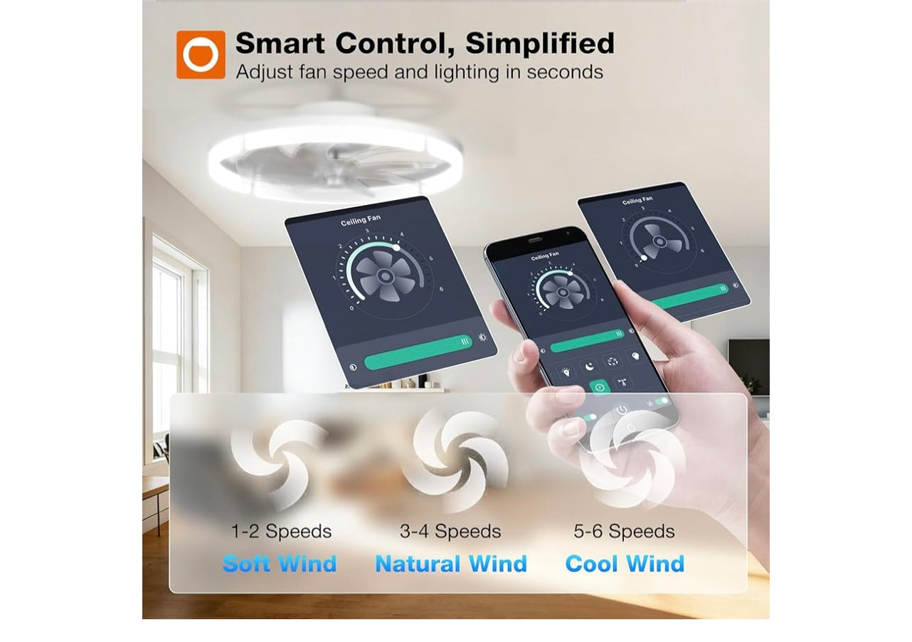 Addlon Modern Flush Mount Ceiling fan with light.
