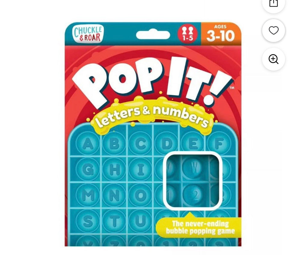 Chuckle & Roar Pop It! Letters and Numbers Educational Travel Fidget and Sensory Game set of 6!