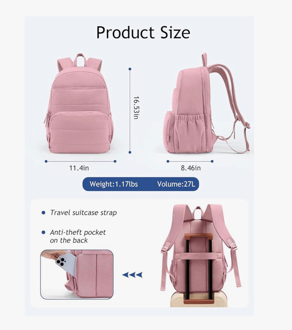 Uselike Travel Backpack for Women, 15.6 Inch Laptop Backpack, Quilted College Bookbag, Cute Work Backpacks, Water Resistant