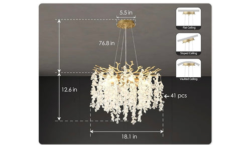 18inch 6 Gold Light Crystal Chandelier.
