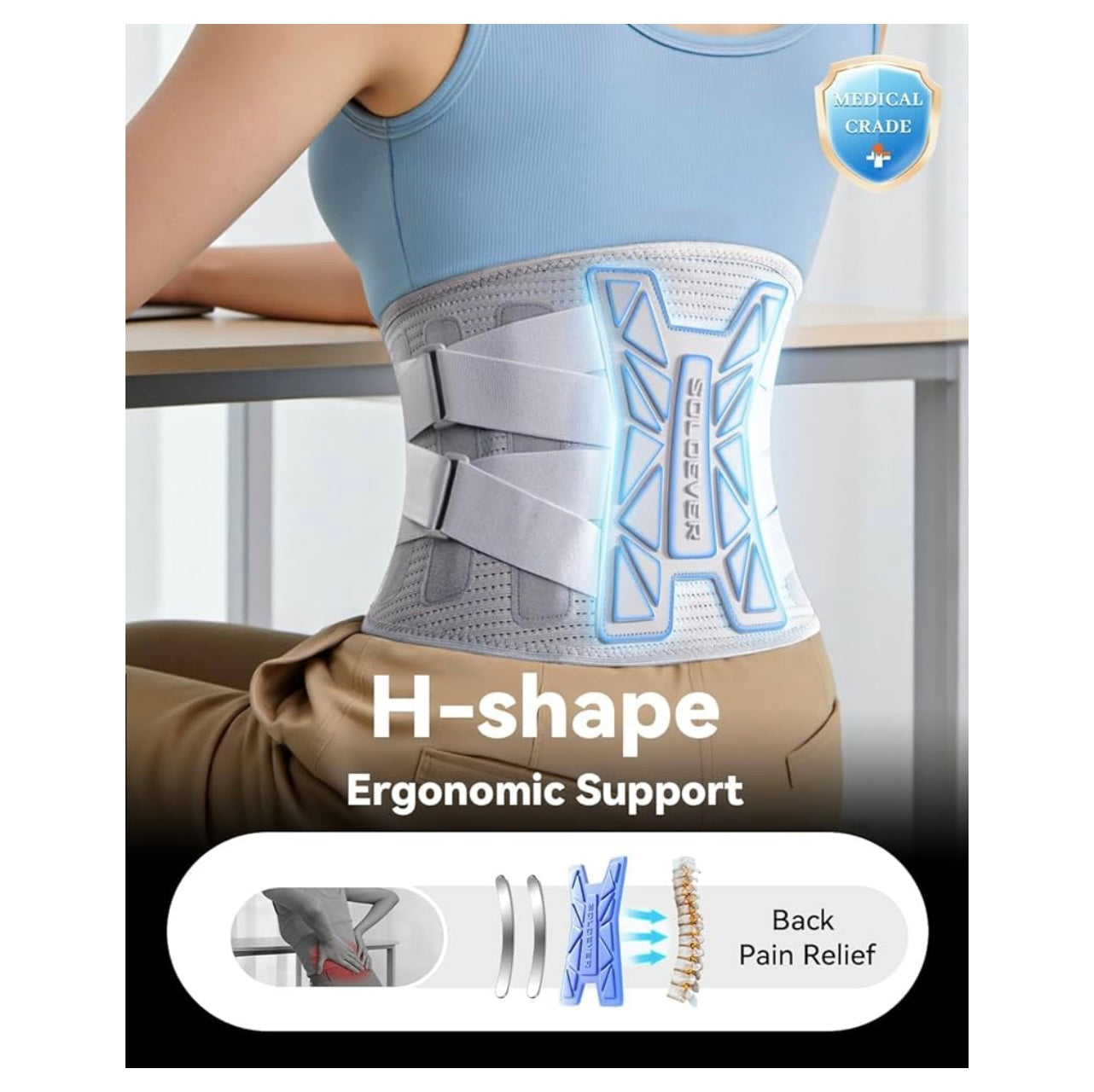 SOLOEVER Back Brace For Women Lower Back Pain Relief.