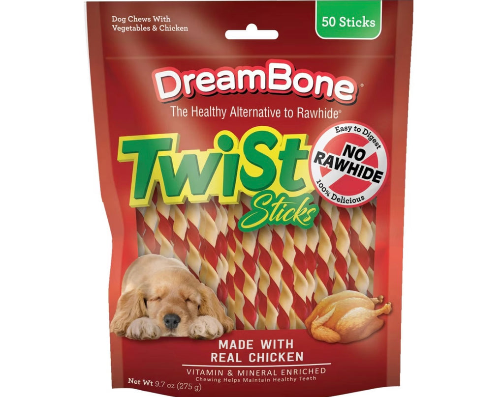 DreamBone Twist Sticks with Chicken and Vegetable Flavor Dog Treats - 9.7oz/50ct