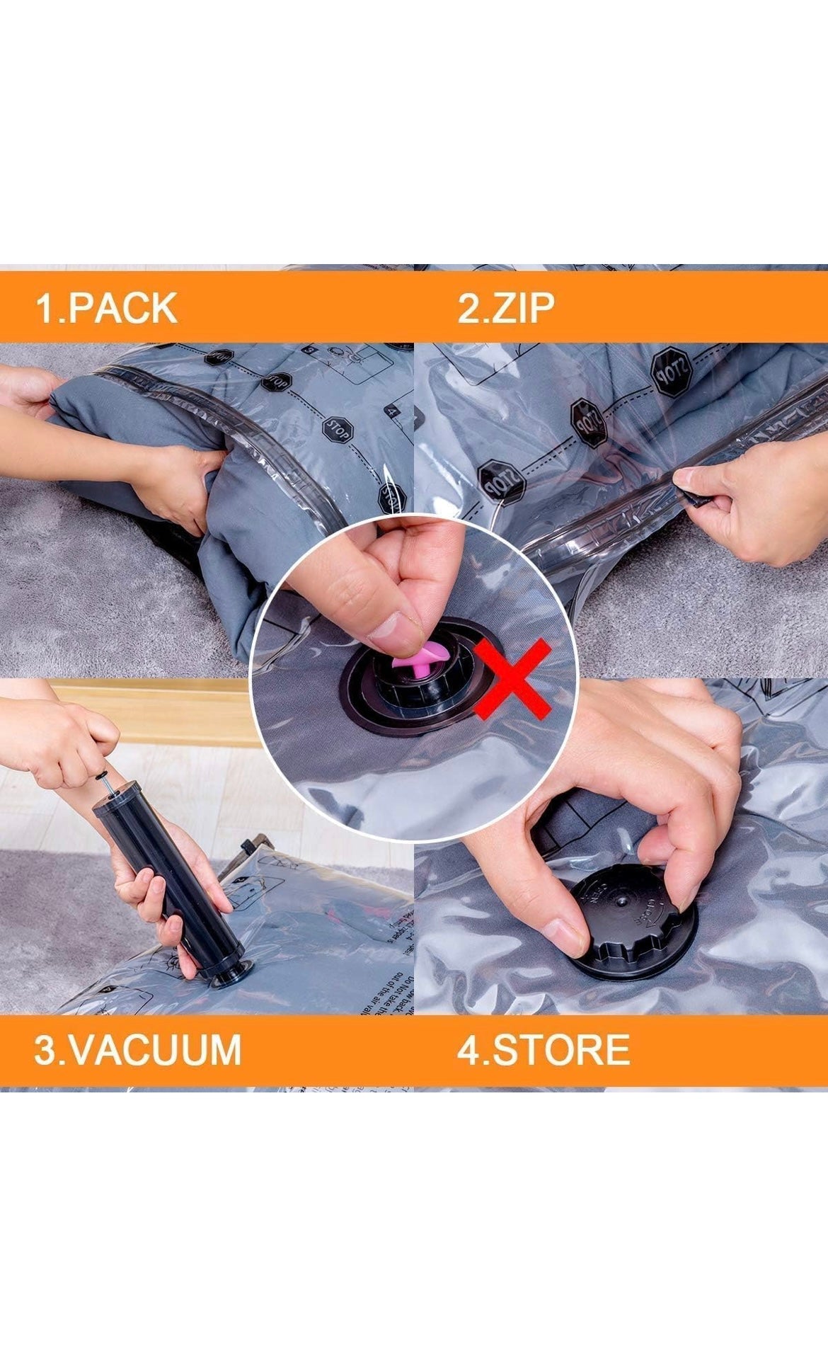 Vacuum storage bags