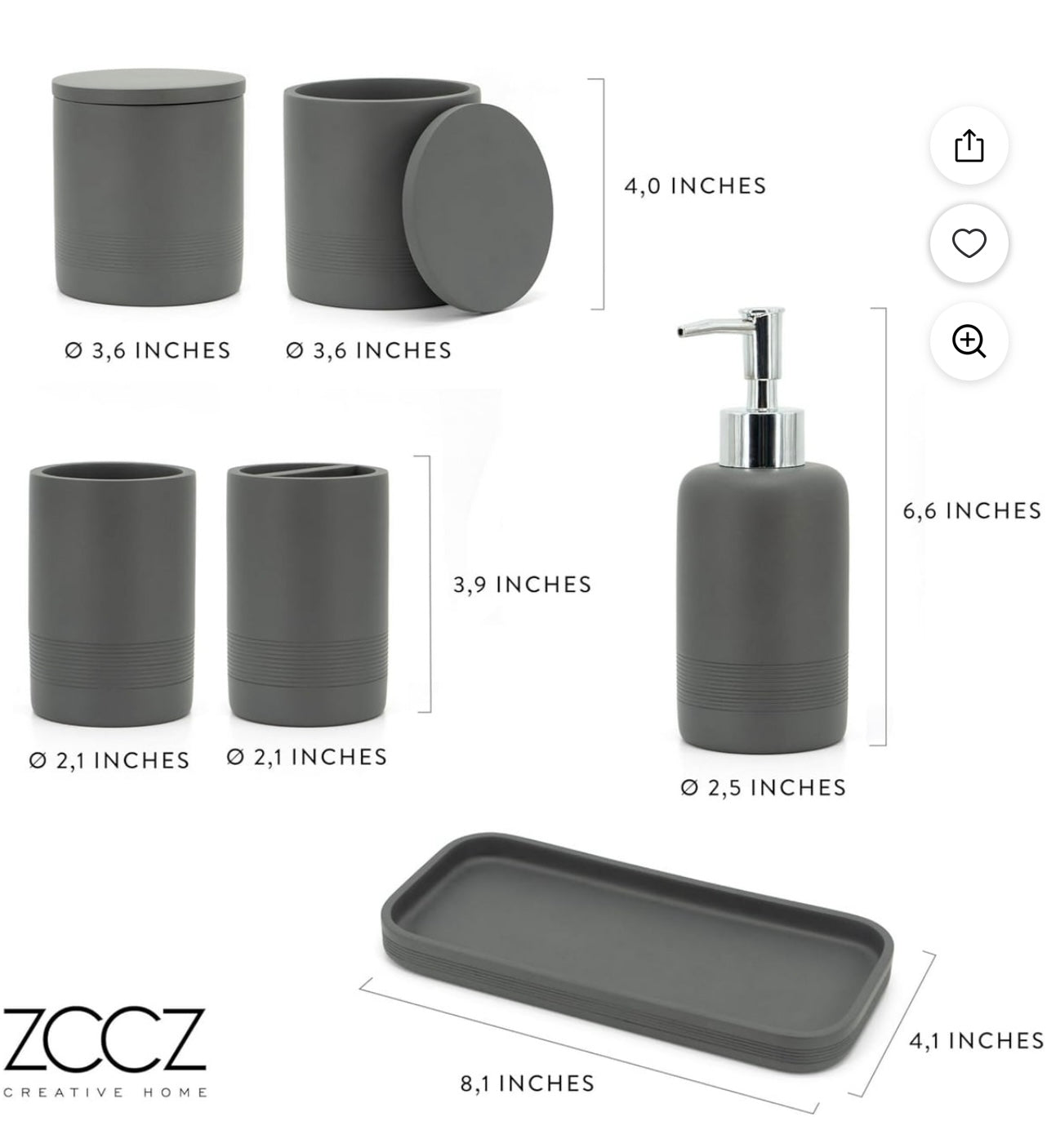 ZCCZ Creative Home Bathroom Accessory Set.