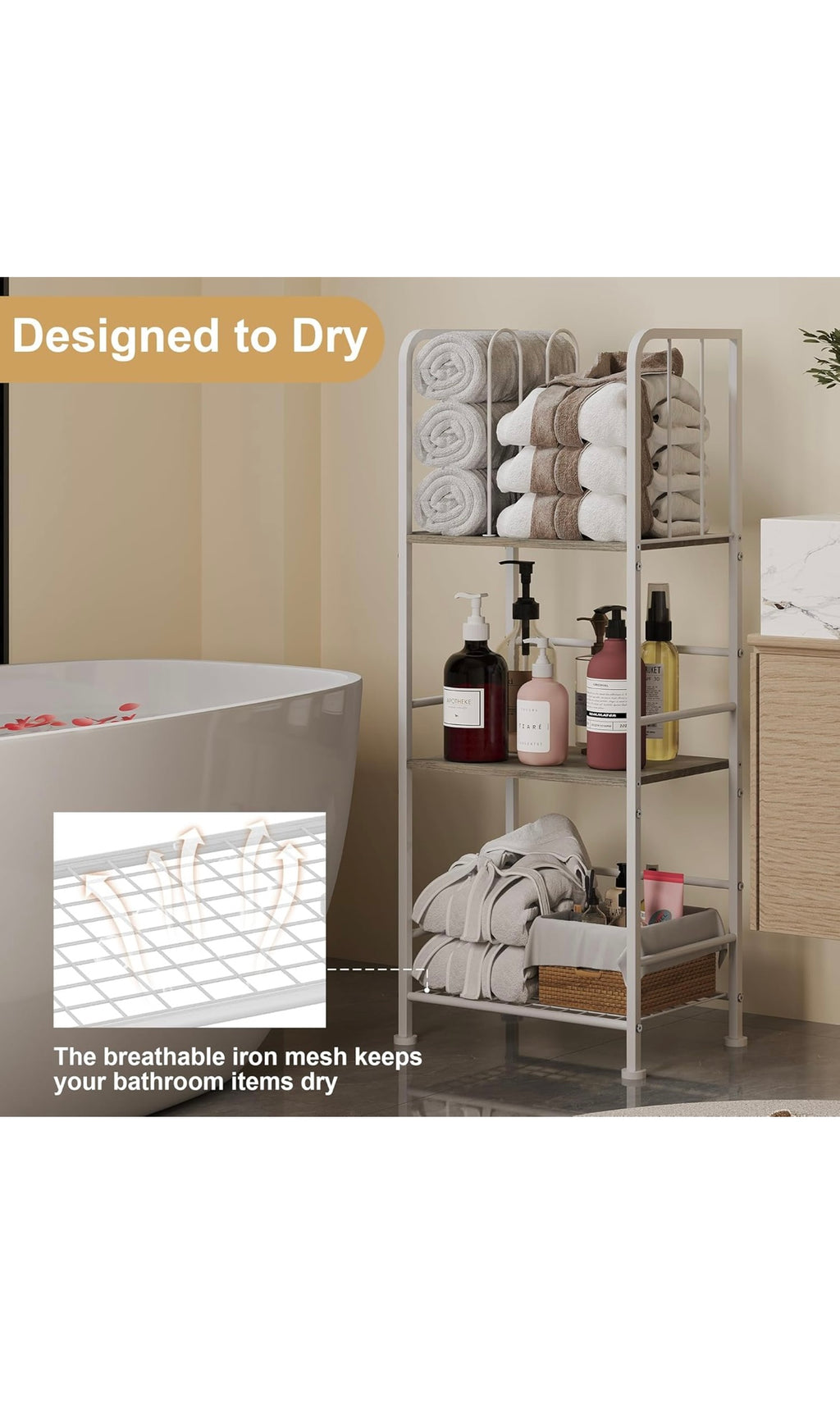 Towel rack free standing 3 tier