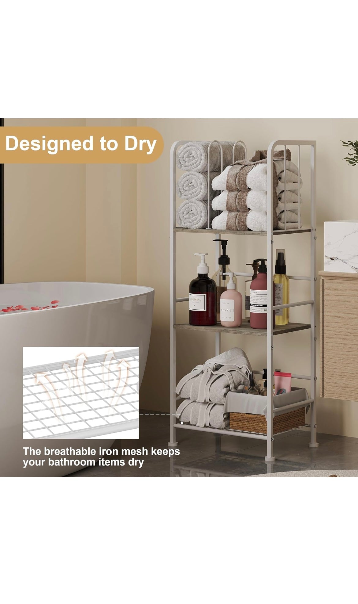 Towel rack free standing 3 tier