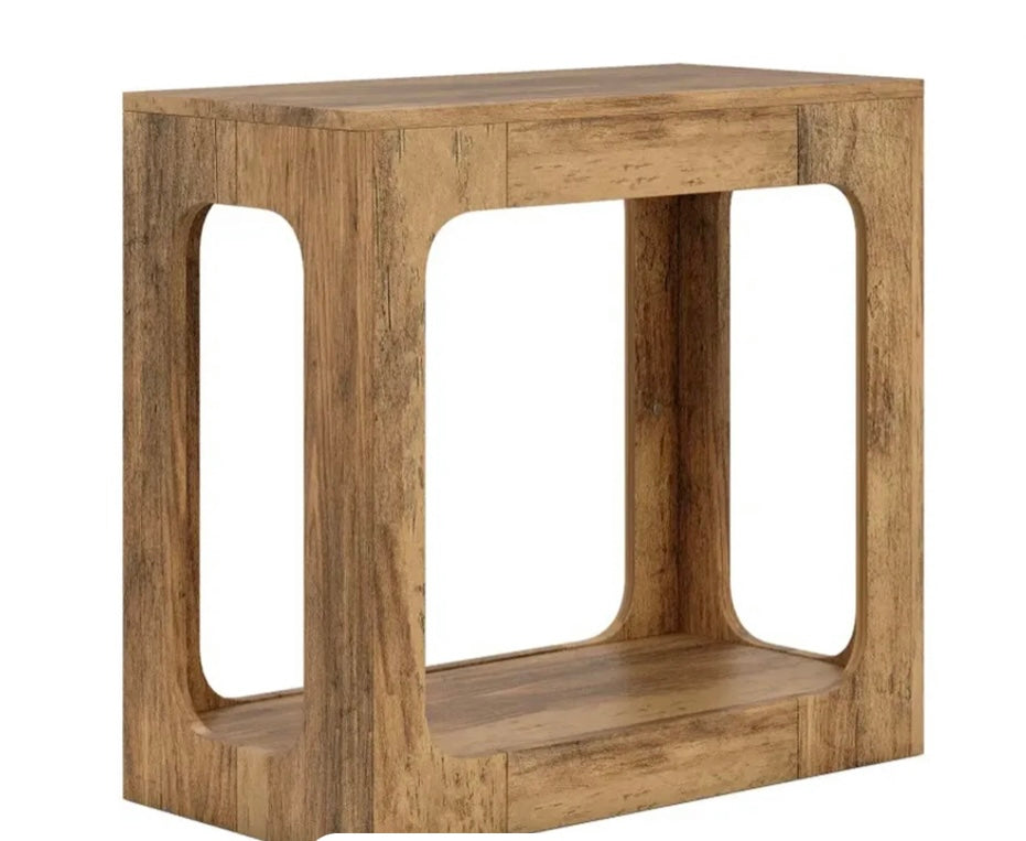 2-Tier End Table With Storage Shelf For Living Room.