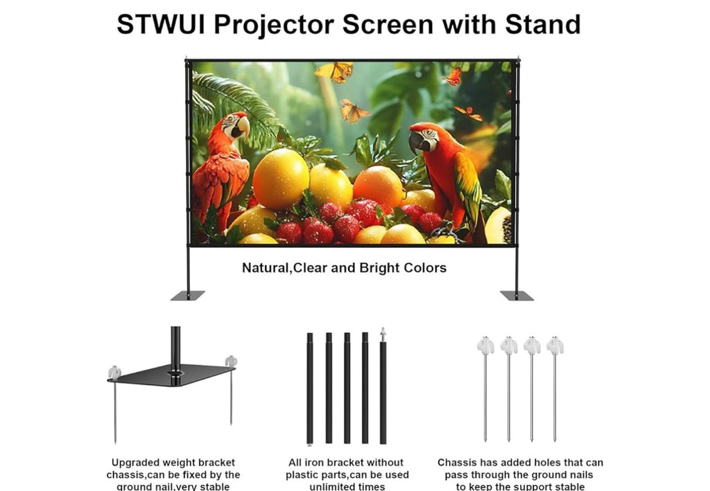 Outdoor projector screen with stand.