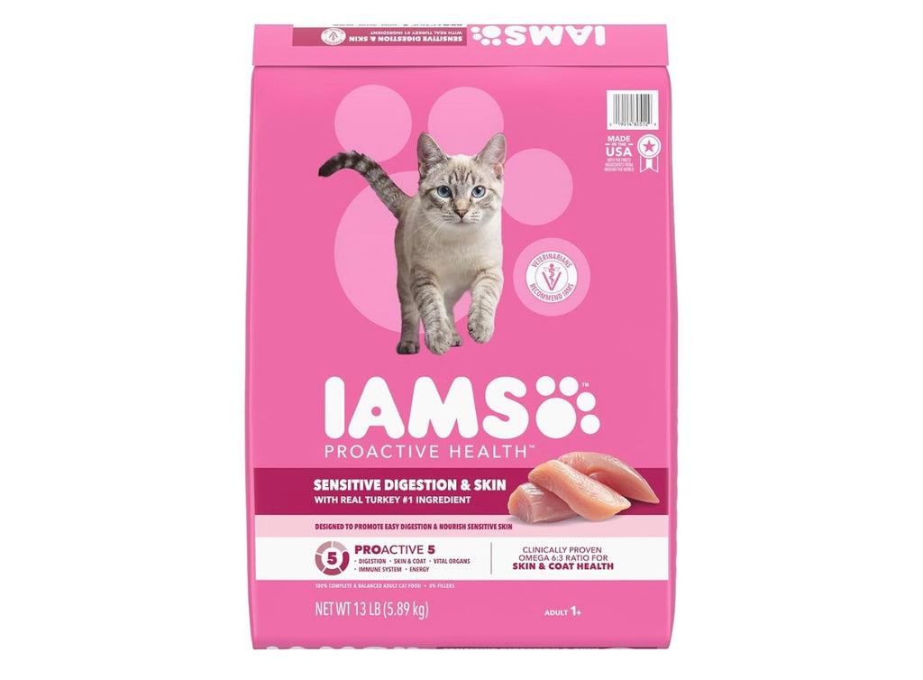 IAMS Proactive Health Sensitive Digestion Dry Cat Food, Turkey, 13 lb