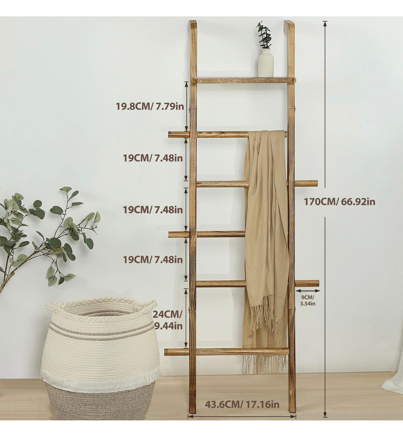 Taozum 5 Tier Farmhouse Blanket Ladder.