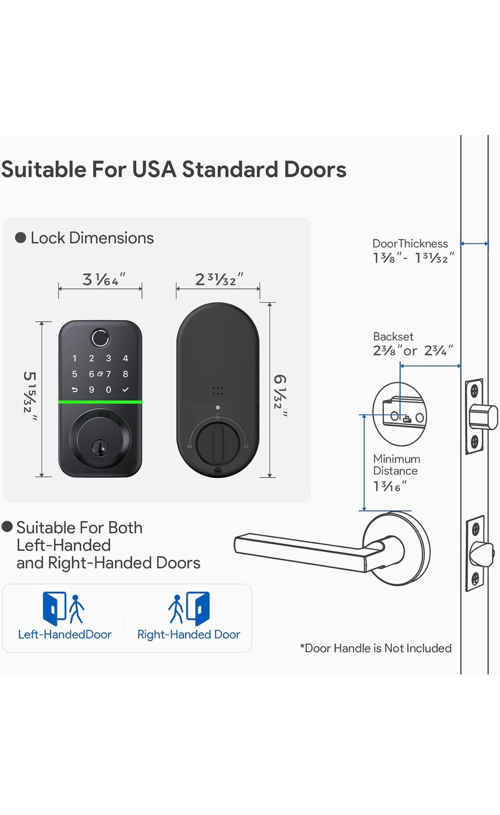Smart door lock deadbolt with keypad