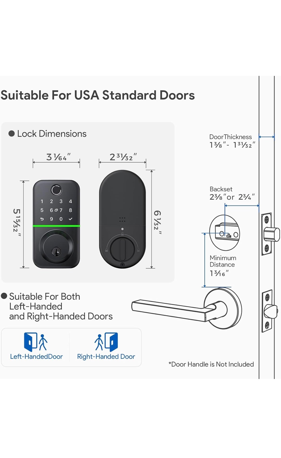Smart door lock deadbolt with keypad