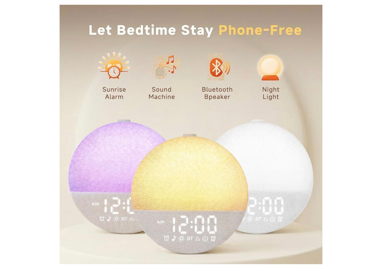 Geuuap White Noise Sound Machine sunrise Alarm Clock.