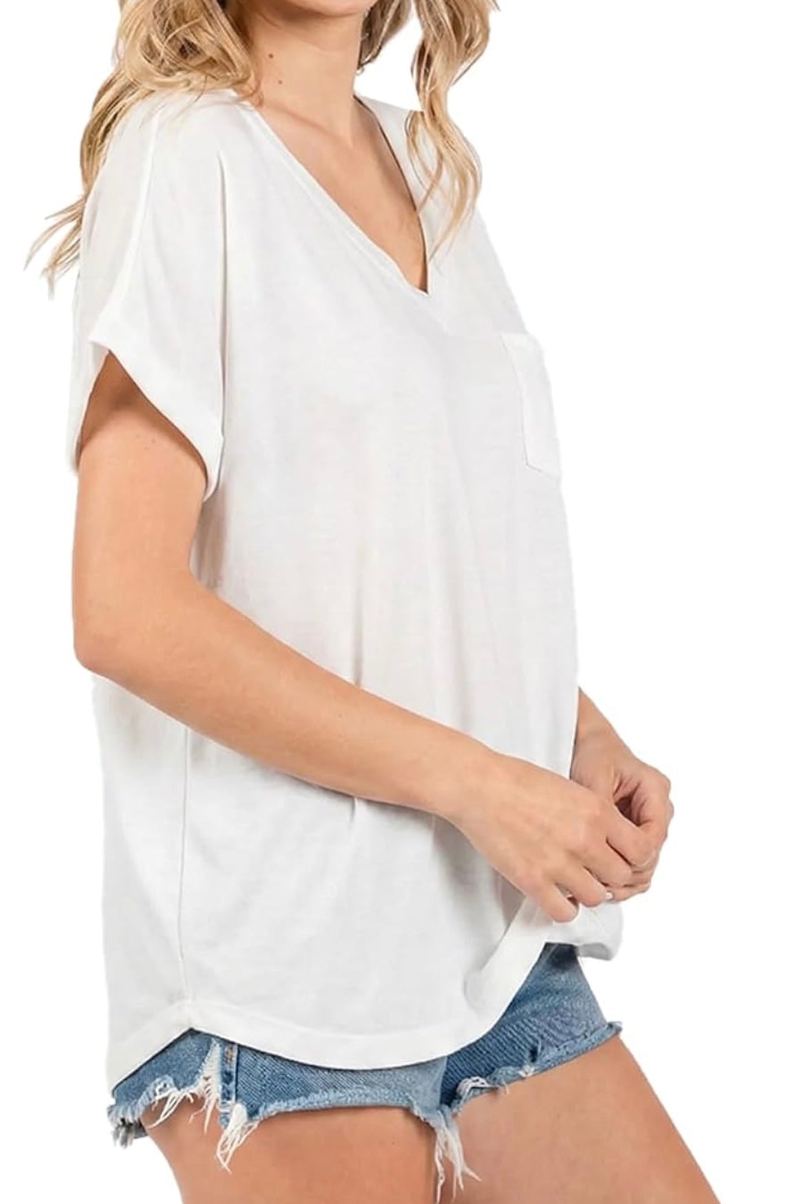 Womens Summer V Neck Short Sleeve T Shirts Tops 2026 Trendy Basic Casual Pocket Tees Tunic Clothes