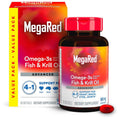 MegaRed Omega 3 Fish Oil & Antarctic Krill Oil Softgels for Brain, Heart, Joints & Eye Support, (80 Count Bottle), Concentrated Omega 3 Fatty Acid Supplement with EPA, DHA, Phospholipids. Exp 06/2027.