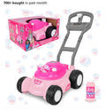 Barbie Bubble Lawn Mower for Toddlers, Bubble Blowing Machines, Indoor and Outdoor Gardening Toy, Birthday, Party Favor for Preschool Girls, No Batteries Required, Includes Bubble Solution, 2+