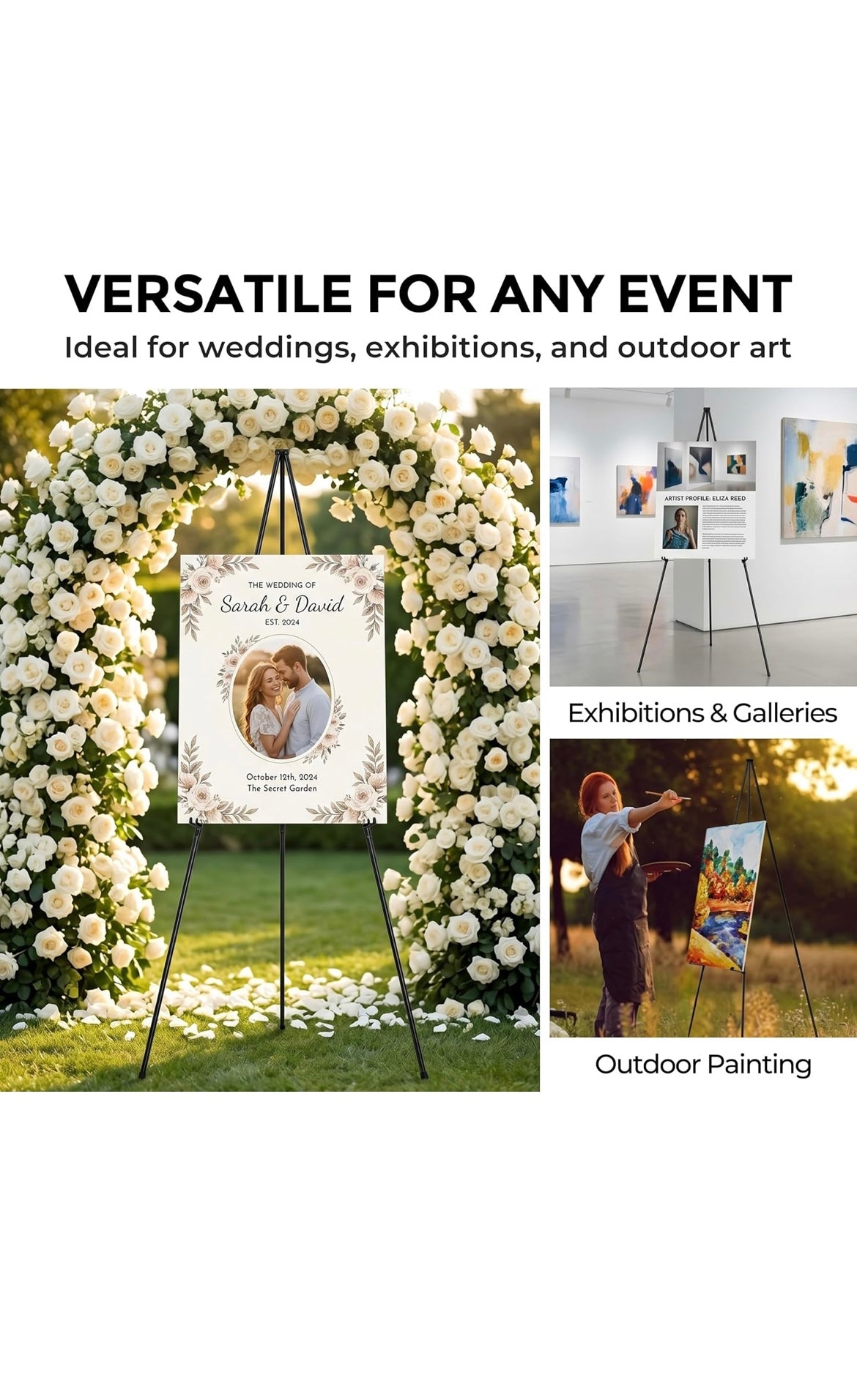 Black easel stands for sign 8 pack