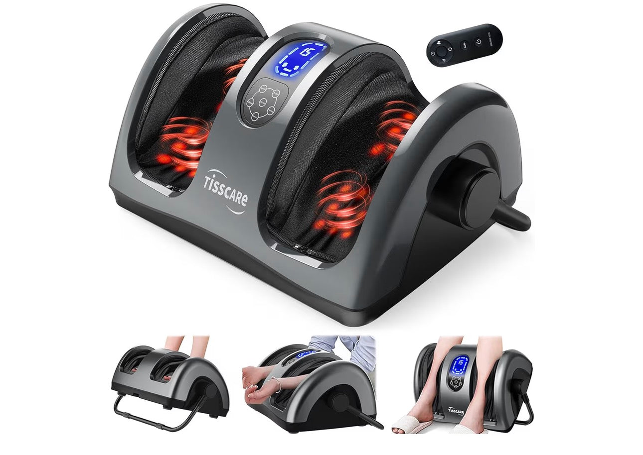 TISSCARE Shiatsu Foot Massager with Heat, FSA Eligible HSA Foot Massager for Plantar Fasciitis, Neuropathy, Circulation and Pain Relief, Massage Feet at Home/Office, Gift for Men and Women
